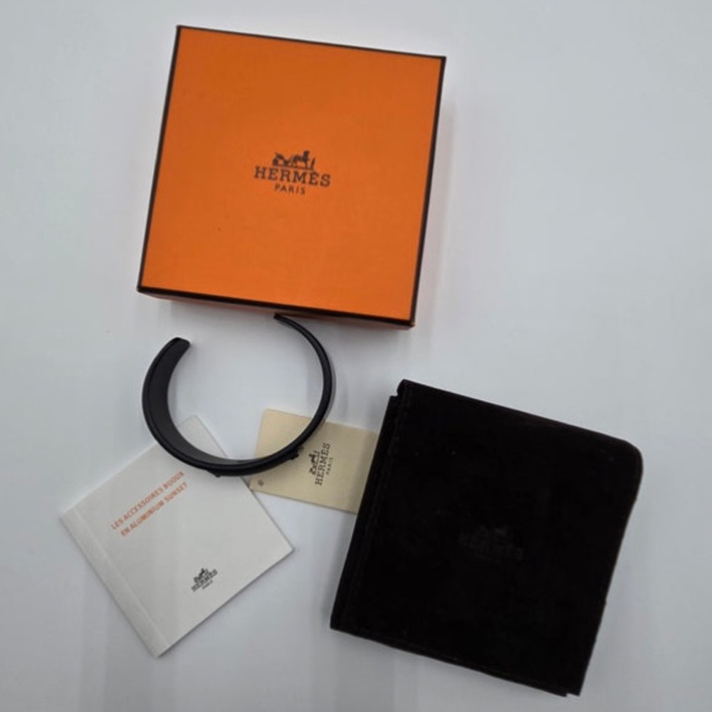 A1 - Hermes Kelly Aluminum Bangle Cuff Bracelet Black